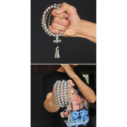 Brass Necklace – 108 Buddha Beads Mala with Multi-Function Self Defense Blessed