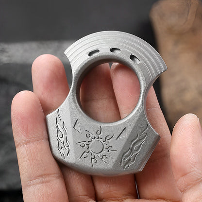 Brass Single Finger Knuckles – Zinc Alloy Apollo Sun God with Greek Mythology Engraved EDC