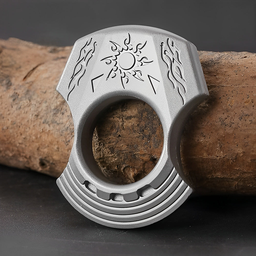 Brass Single Finger Knuckles – Zinc Alloy Apollo Sun God with Greek Mythology Engraved EDC
