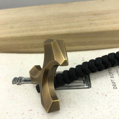 Brass Two Finger Knuckles – Dusters with H-59 EDC Self Defense Tool with Paracord