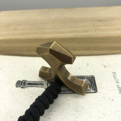 Brass Two Finger Knuckles – Dusters with H-59 EDC Self Defense Tool with Paracord