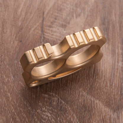 Brass Two Finger Knuckles – EDC with Little Devil Stonewash Gothic Compact Design