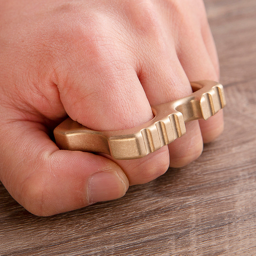 Brass Two Finger Knuckles – EDC with Little Devil Stonewash Gothic Compact Design
