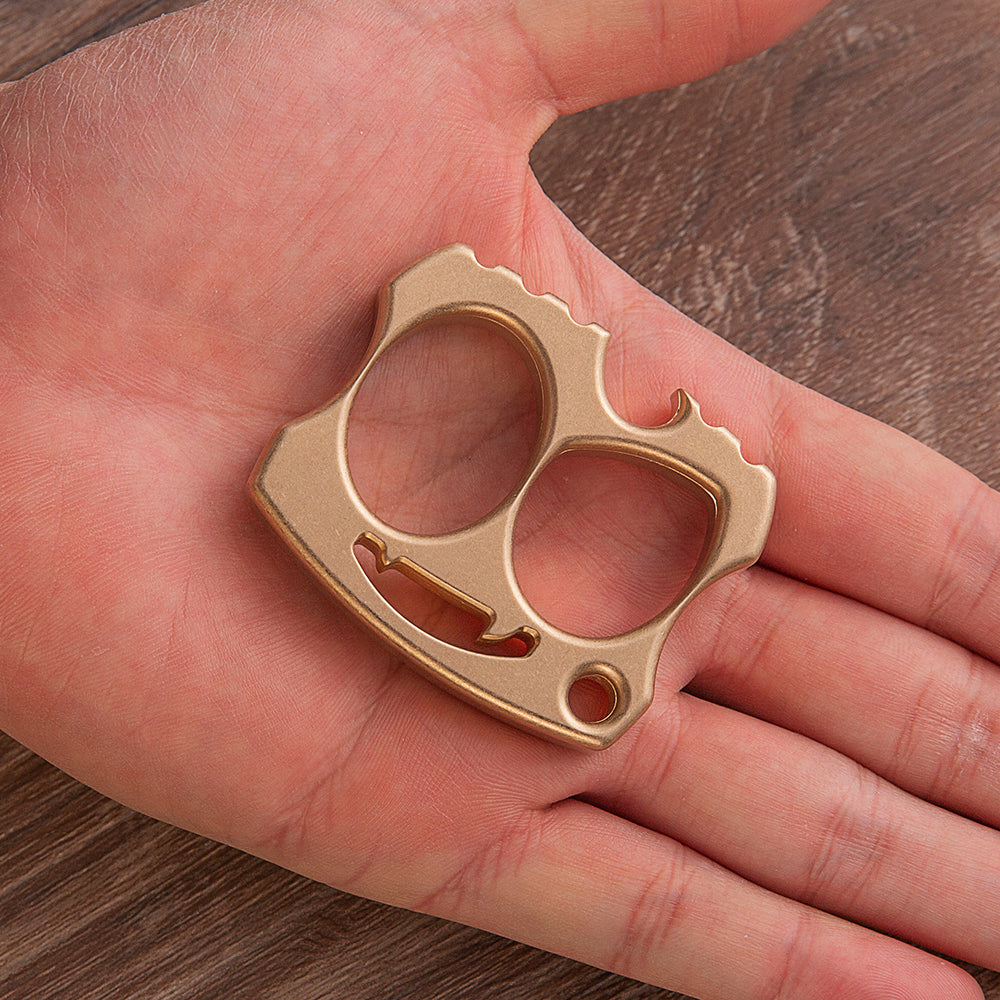 Brass Two Finger Knuckles – EDC with Little Devil Stonewash Gothic Compact Design
