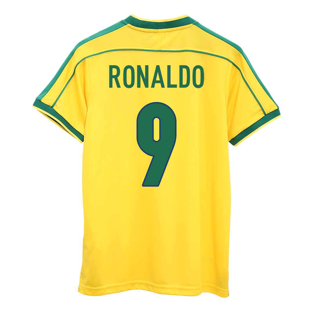 Retro RONALDO #9 1998 Mens Brazil World Cup Home Jersey