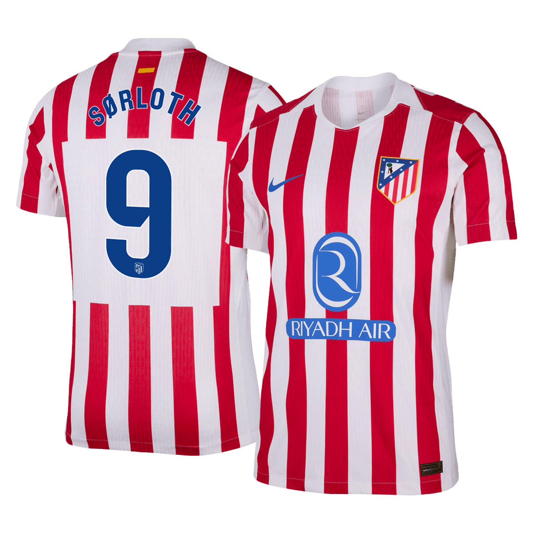 SØRLOTH #9 Mens Atletico Madrid Home Jersey 2025/26 - Player Version (Slim Fit)