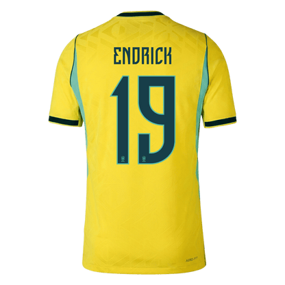 ENDRICK #19 Mens Brazil World Cup Home Jersey 2026 - Player Version (Slim Fit)