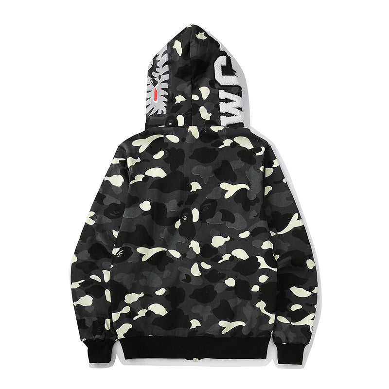 BAPE classic multi-color embroidery hooded cardigan