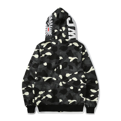 BAPE classic multi-color embroidery hooded cardigan