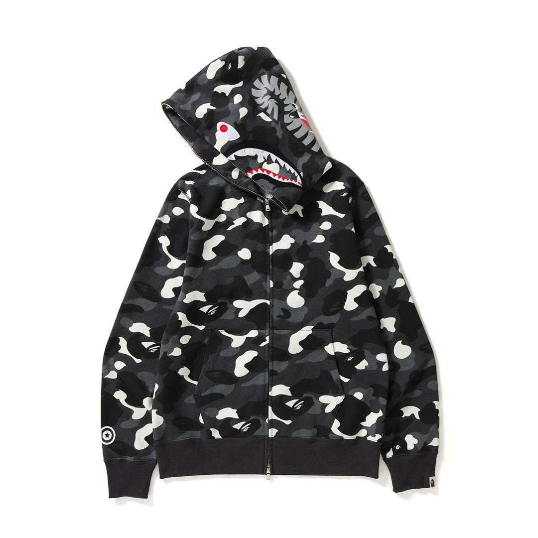 BAPE classic multi-color embroidery hooded cardigan