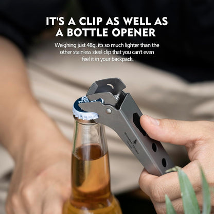 Camping Tool – Pure Titanium Tongs with 3-in-1 Pot Gripper, Bottle Opener & Wrench