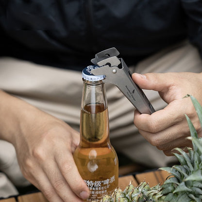 Camping Tool – Pure Titanium Tongs with 3-in-1 Pot Gripper, Bottle Opener & Wrench