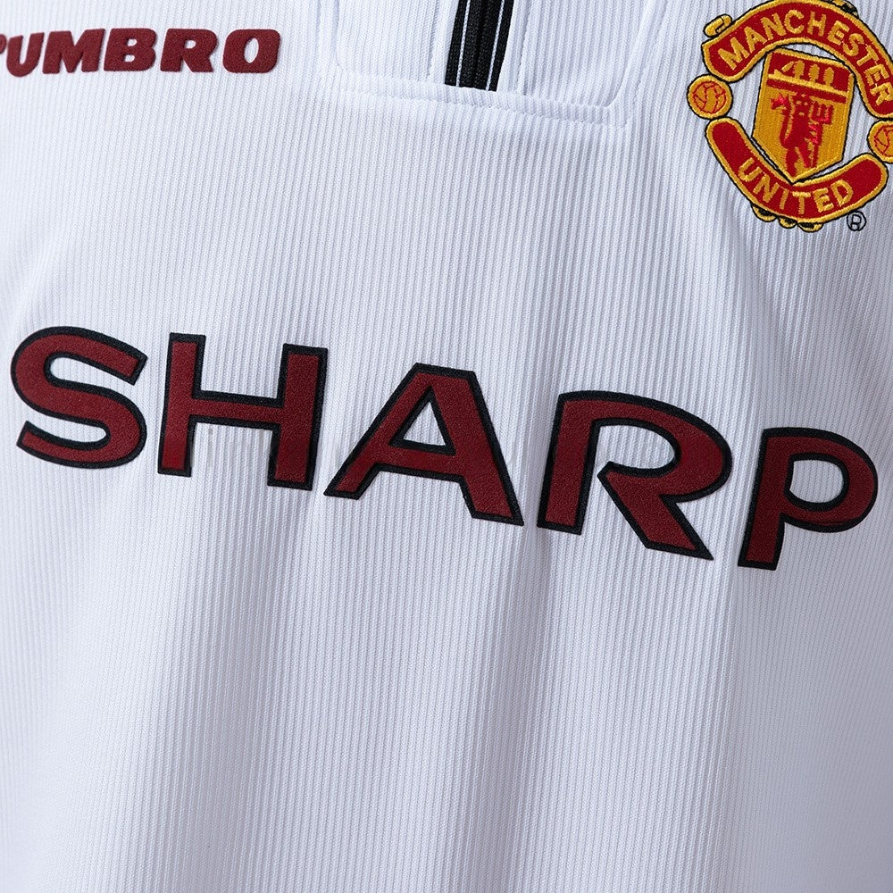 Manchester United Jersey 1998-99 Home White Retro Kit Long Sleeves