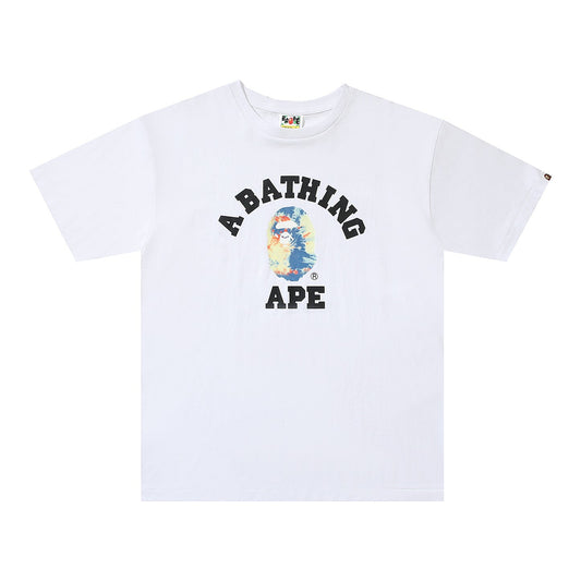 D003 Color Splash Collegiate Graphic T-Shirt - White