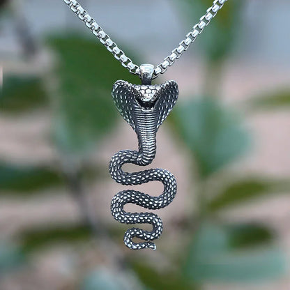 Cobra Snake Necklace – Gothic with 3D Pendant Punk Stainless Steel Box Chain