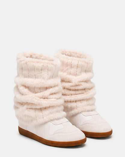MAVIS FAUX FUR WHITE SUEDE