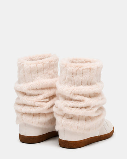 MAVIS FAUX FUR WHITE SUEDE