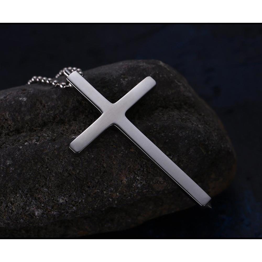 Cross Necklace – Stainless Steel Spike Pendant with Tungsten Tip Self Defense