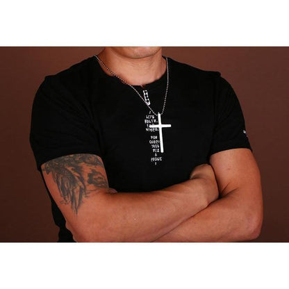 Cross Necklace – Stainless Steel Spike Pendant with Tungsten Tip Self Defense