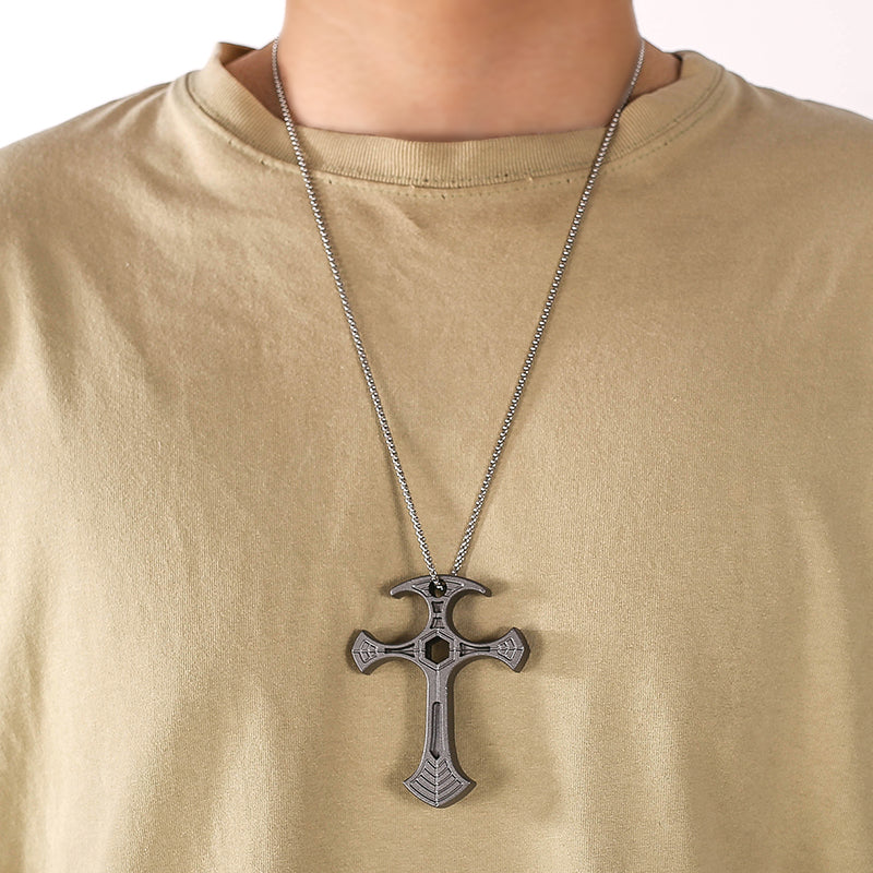Cross Necklace – Zinc Alloy Self Defense Pendant with Bottle Opener Jewelry 74g