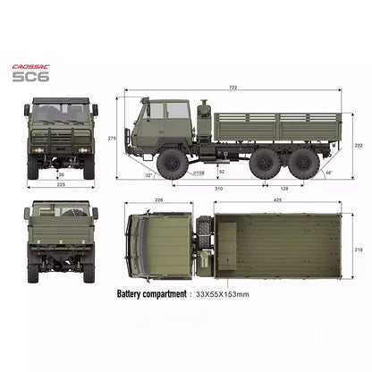 CROSSRC SC6 1/12 Scale 6x6 6WD RC Military Transport Truck Metal Chassis Crawler KIT/RT R