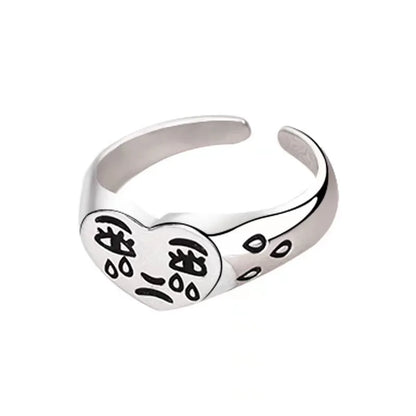 Crying Heart Signet Ring – Gothic Punk Vintage Adjustable Statement
