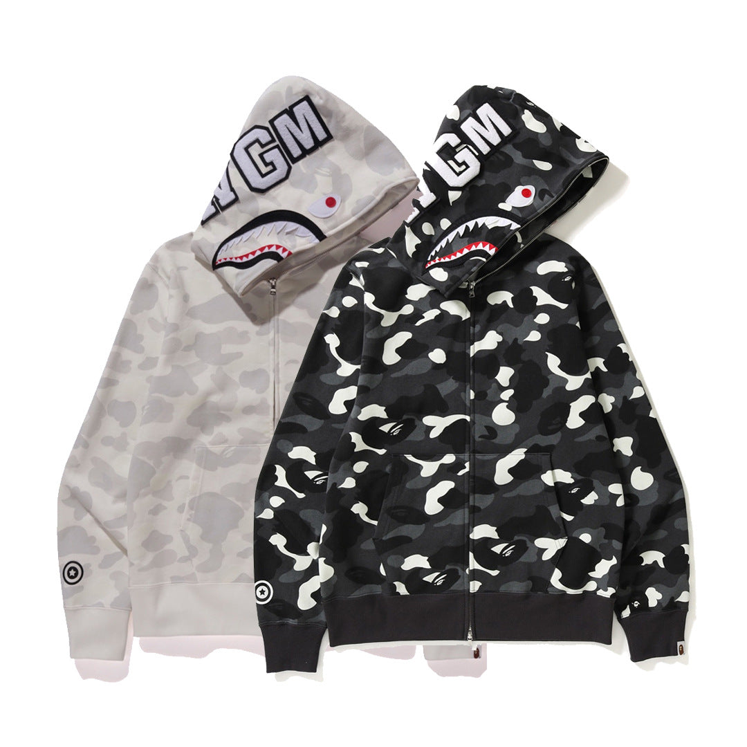 BAPE classic multi-color embroidery hooded cardigan