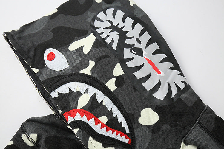 BAPE classic multi-color embroidery hooded cardigan