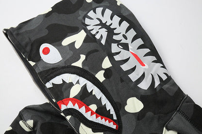 BAPE classic multi-color embroidery hooded cardigan