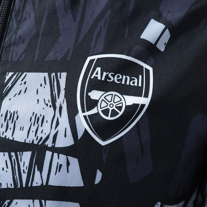 Arsenal Windbreaker 2025/26 Black Grey Football Kit