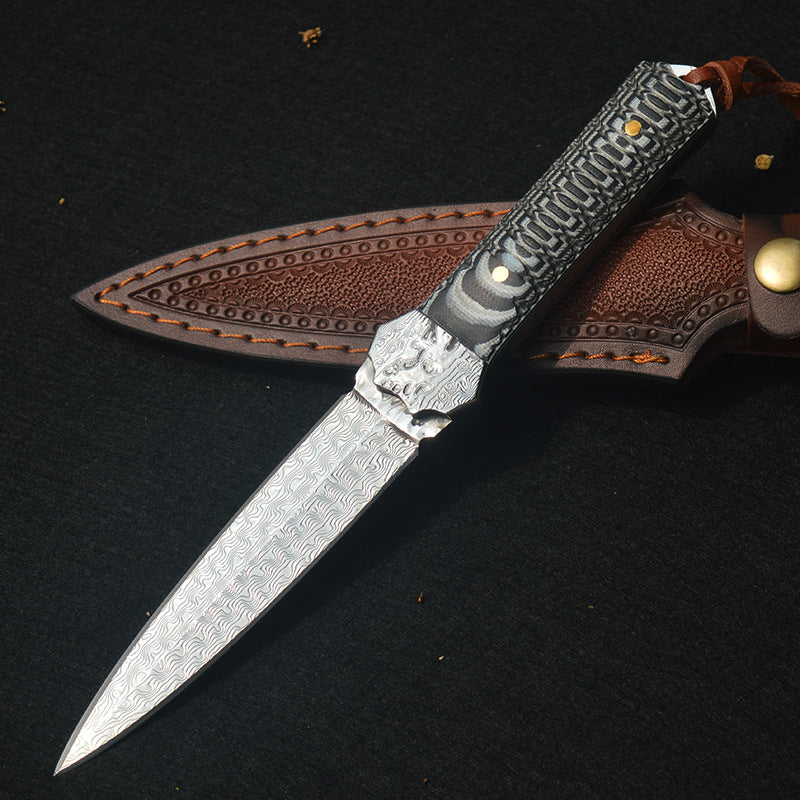 Damascus Fixed Blade Knife – Artisan with G10 Handle EDC for Everyday Utility, Collecting