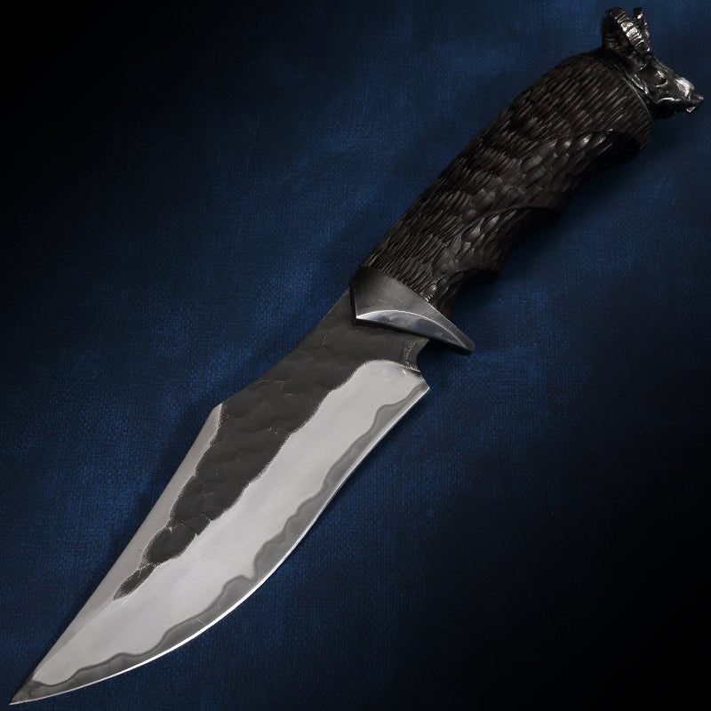 Damascus Fixed Blade Knife – Hand Forged Sanmai VG10 Core Ebony Handle Tactical Survival