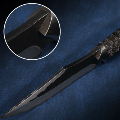 Damascus Fixed Blade Knife – Hand Forged Sanmai VG10 Core Ebony Handle Tactical Survival