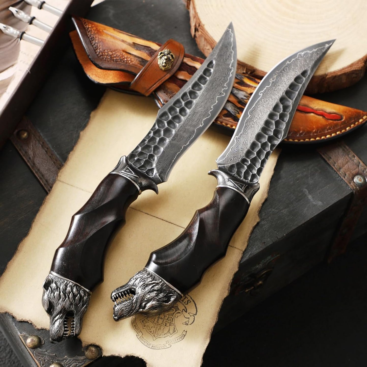 Damascus Fixed Blade Knife – Nightbane Howler Steel Hunting with 67-Layer VG-10 Core