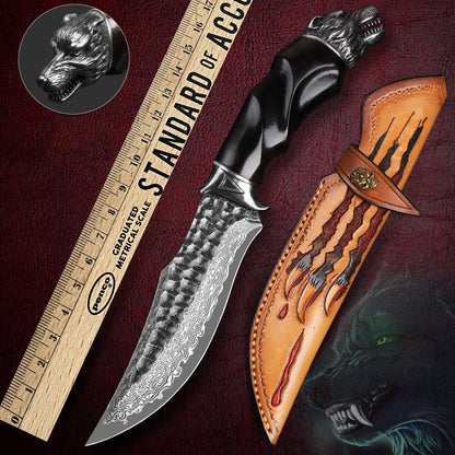 Damascus Fixed Blade Knife – Nightbane Howler Steel Hunting with 67-Layer VG-10 Core