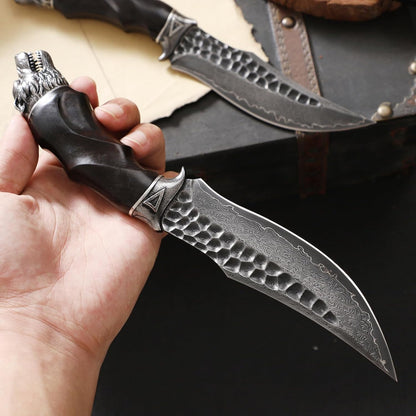 Damascus Fixed Blade Knife – Nightbane Howler Steel Hunting with 67-Layer VG-10 Core