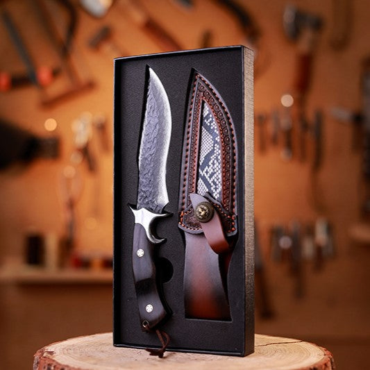 Damascus Fixed Blade Knife – Obsidian Fang Hunting with 105-Layer VG10 & Ebony Handle