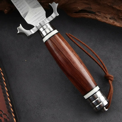 Damascus Fixed Blade Knife – Steel Hunting Handcrafted 60 HRC Outdoor Survival