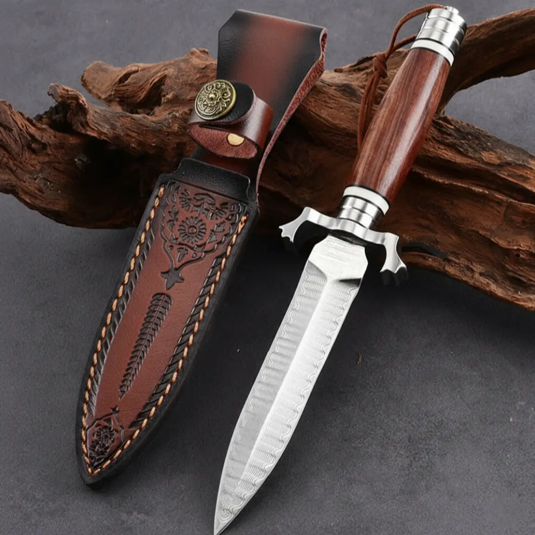 Damascus Fixed Blade Knife – Steel Hunting Handcrafted 60 HRC Outdoor Survival