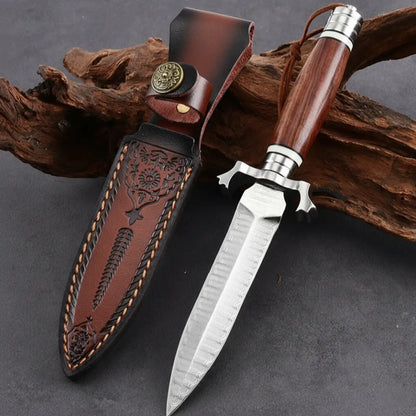 Damascus Fixed Blade Knife – Steel Hunting Handcrafted 60 HRC Outdoor Survival