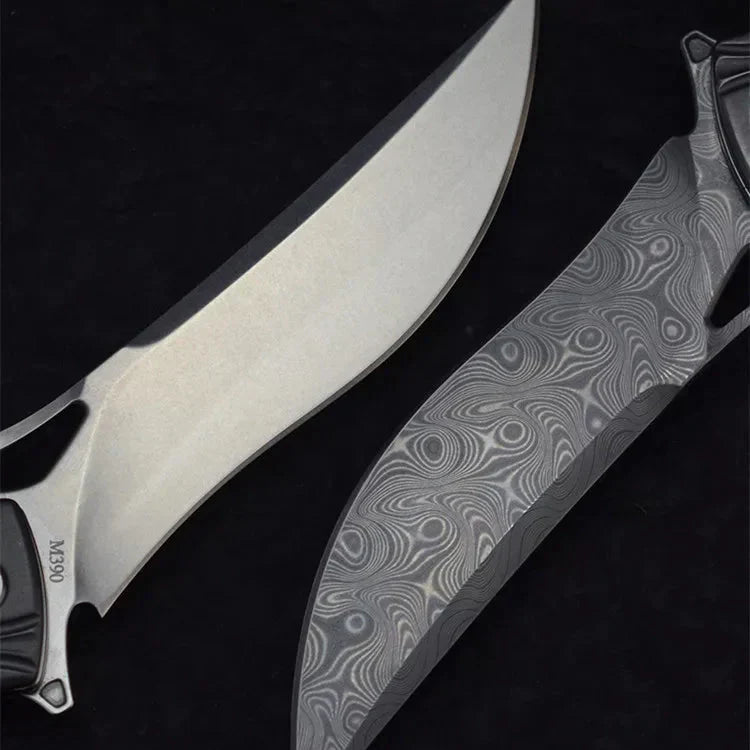 Damascus Folding Knife – Night Owl M390 Tactical with Carbon Fiber Handle