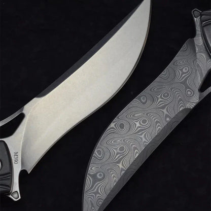 Damascus Folding Knife – Night Owl M390 Tactical with Carbon Fiber Handle