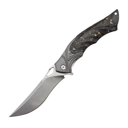 Damascus Folding Knife – Night Owl M390 Tactical with Carbon Fiber Handle