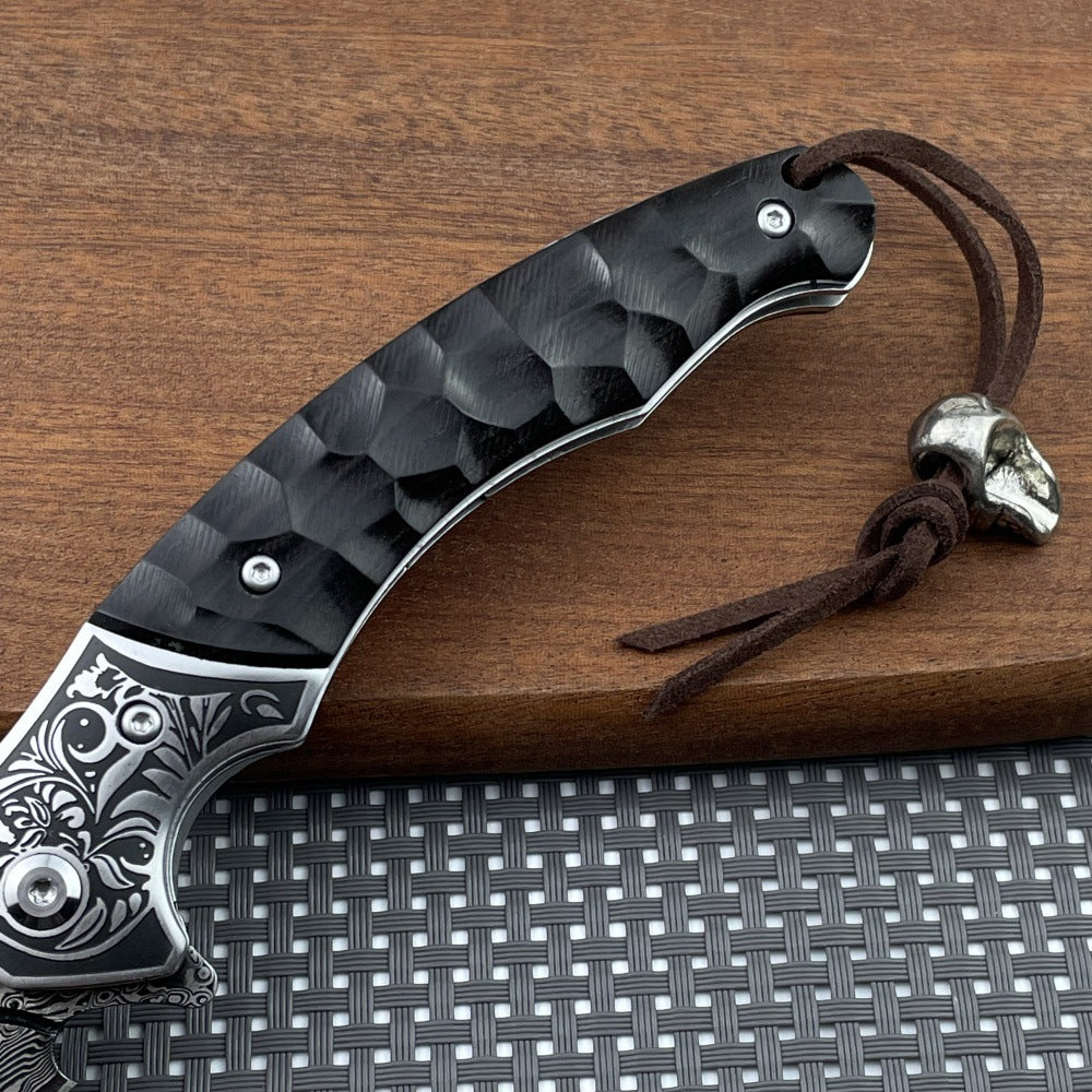 Damascus Folding Knife – Sky Blade with 107-Layer VG10 Steel with Ebony Handle