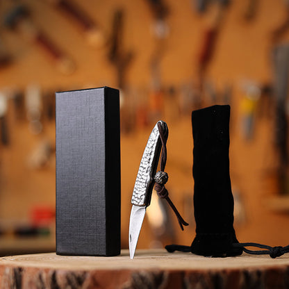 Damascus Folding Knife – Steel Pocket Compact Keychain EDC Collector