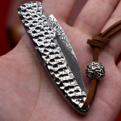 Damascus Folding Knife – Steel Pocket Compact Keychain EDC Collector