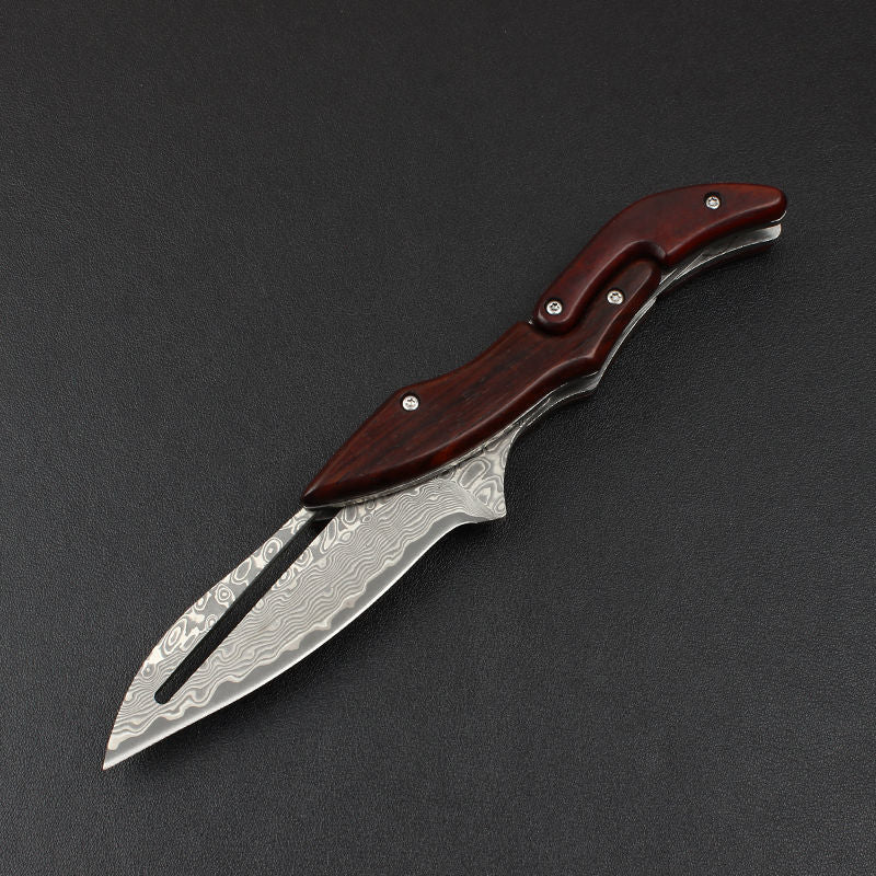 Damascus Folding Knife – Steel Pocket Mechanical Lock Camping EDC Collector