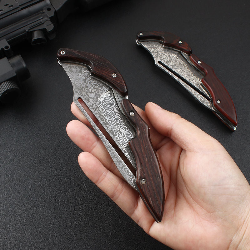 Damascus Folding Knife – Steel Pocket Mechanical Lock Camping EDC Collector