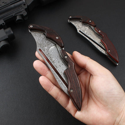 Damascus Folding Knife – Steel Pocket Mechanical Lock Camping EDC Collector