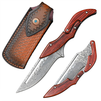 Damascus Folding Knife – Steel Pocket Mechanical Lock Camping EDC Collector